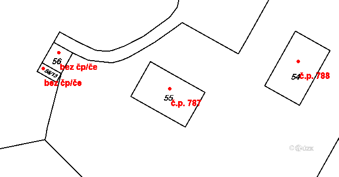 Lutyně 787, Orlová na parcele st. 55 v KÚ Horní Lutyně, Katastrální mapa