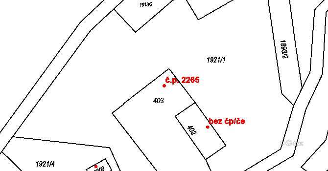 Rožnov pod Radhoštěm 2265 na parcele st. 403 v KÚ Rožnov pod Radhoštěm, Katastrální mapa