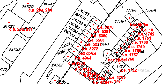 Všebořice 5272, Ústí nad Labem na parcele st. 247/29 v KÚ Všebořice, Katastrální mapa