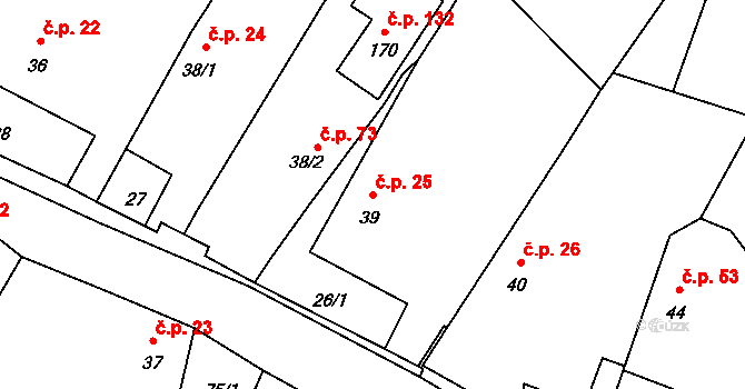 Štěměchy 25 na parcele st. 39 v KÚ Štěměchy, Katastrální mapa