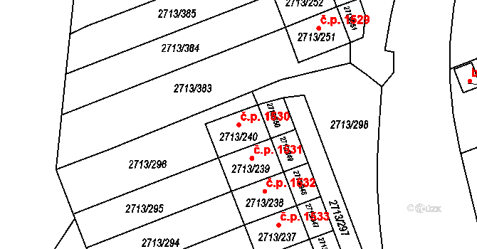 Pelhřimov 1530 na parcele st. 2713/240 v KÚ Pelhřimov, Katastrální mapa