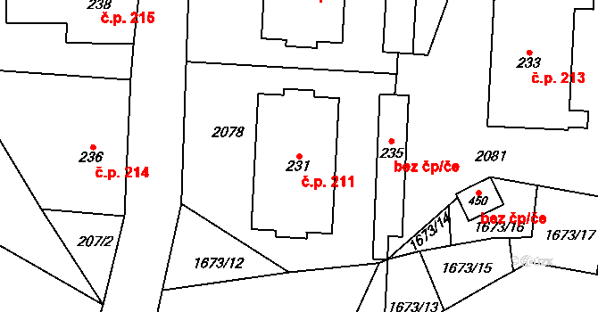 Kocléřov 211, Vítězná na parcele st. 231 v KÚ Kocléřov, Katastrální mapa