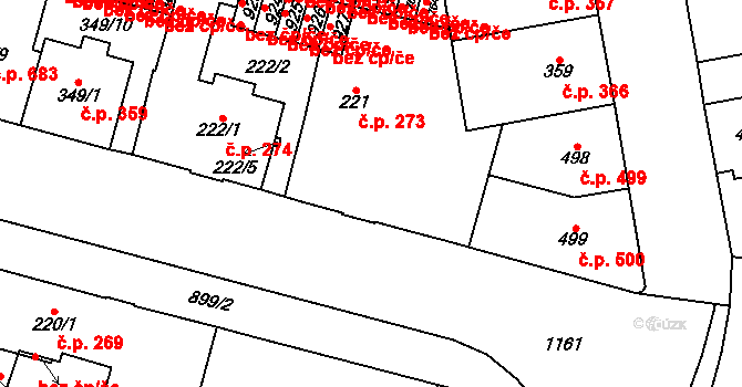 Mariánské Lázně 273 na parcele st. 221 v KÚ Mariánské Lázně, Katastrální mapa