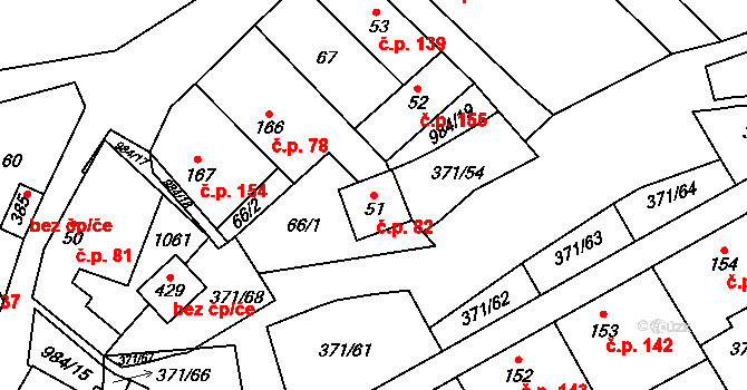 Praskolesy 82 na parcele st. 51 v KÚ Praskolesy, Katastrální mapa