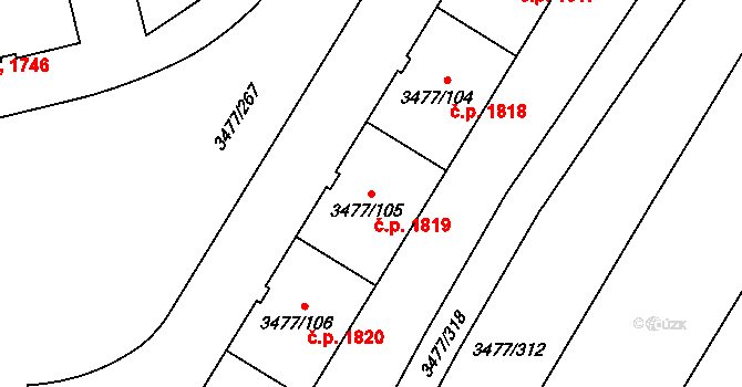 Břevnov 1819, Praha na parcele st. 3477/105 v KÚ Břevnov, Katastrální mapa