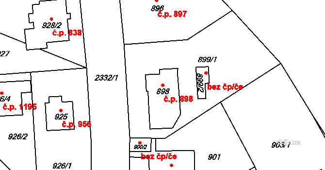 Suchdol 898, Praha na parcele st. 898 v KÚ Suchdol, Katastrální mapa
