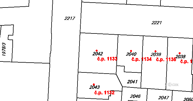 Holešovice 1133, Praha na parcele st. 2042 v KÚ Holešovice, Katastrální mapa