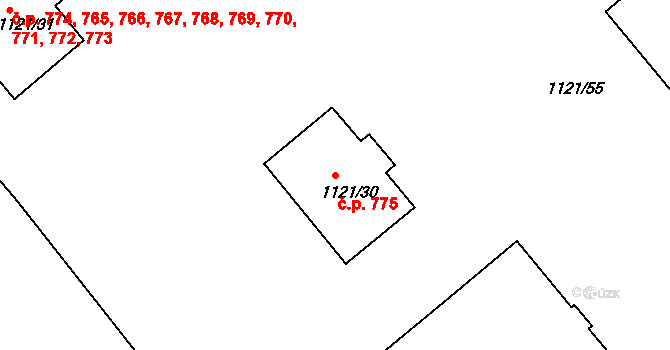Prosek 775, Praha na parcele st. 1121/30 v KÚ Prosek, Katastrální mapa