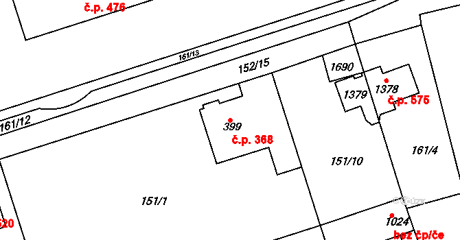 Poříčí 368, Trutnov na parcele st. 399 v KÚ Poříčí u Trutnova, Katastrální mapa