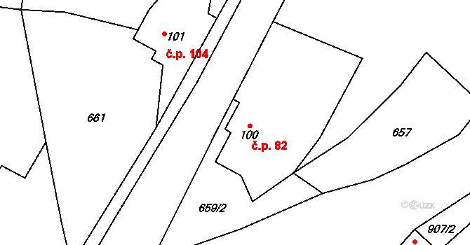 Arnultovice 82, Rudník na parcele st. 100 v KÚ Arnultovice, Katastrální mapa