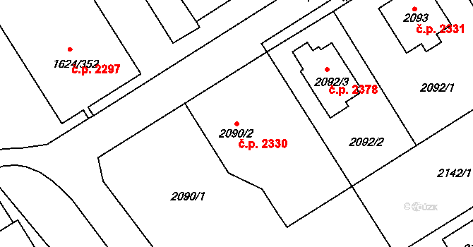 Mizerov 2330, Karviná na parcele st. 2090/2 v KÚ Karviná-město, Katastrální mapa