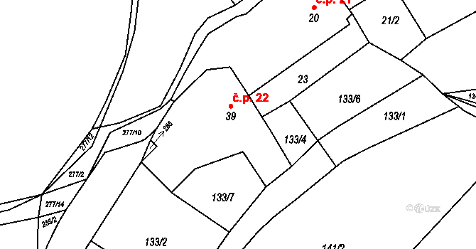 Nebílovský Borek 22, Štěnovický Borek na parcele st. 39 v KÚ Nebílovský Borek, Katastrální mapa