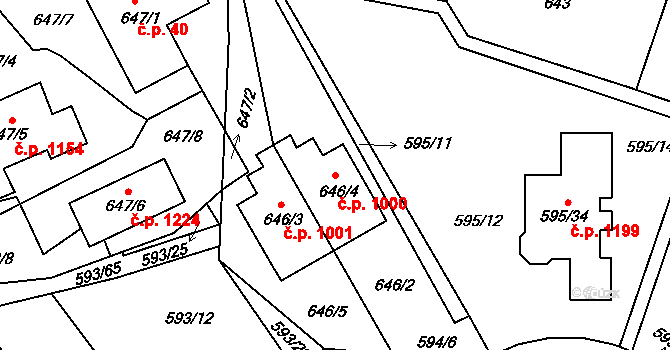 Liberec XIV-Ruprechtice 1000, Liberec na parcele st. 646/4 v KÚ Ruprechtice, Katastrální mapa