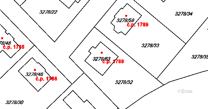 Chotěboř 1788 na parcele st. 3278/63 v KÚ Chotěboř, Katastrální mapa