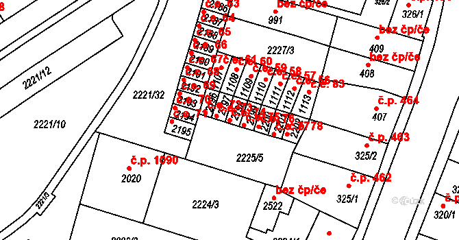 Kyjov 74 na parcele st. 2198 v KÚ Kyjov, Katastrální mapa
