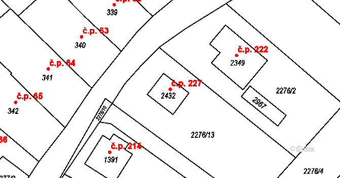 Pecínov 227, Nové Strašecí na parcele st. 2432 v KÚ Nové Strašecí, Katastrální mapa