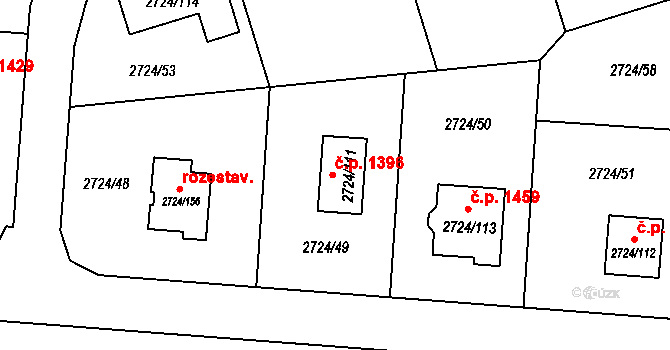 Kylešovice 1396, Opava na parcele st. 2724/111 v KÚ Kylešovice, Katastrální mapa