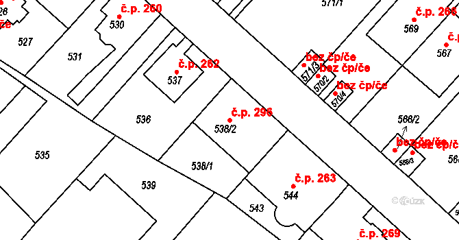 Pokratice 296, Litoměřice na parcele st. 538/2 v KÚ Pokratice, Katastrální mapa