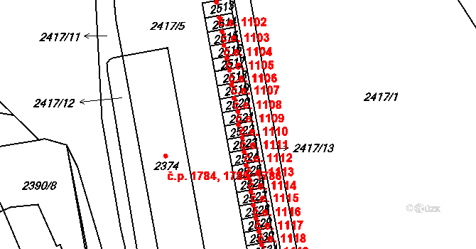 Rakovník II 1111, Rakovník na parcele st. 2522 v KÚ Rakovník, Katastrální mapa