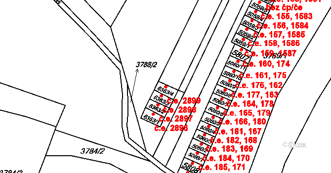 Zlín 2899 na parcele st. 6363/4 v KÚ Zlín, Katastrální mapa