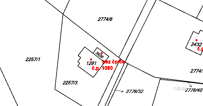 Rožnov pod Radhoštěm 39572617 na parcele st. 3939 v KÚ Rožnov pod Radhoštěm, Katastrální mapa