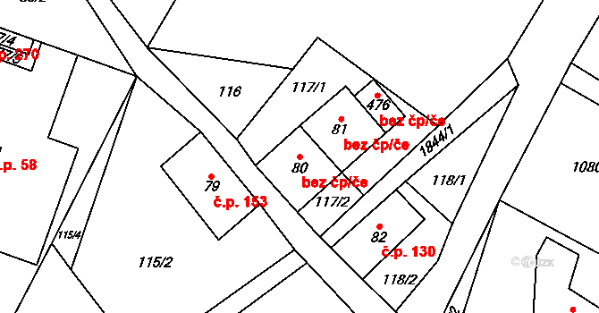Bozkov 44715617 na parcele st. 80 v KÚ Bozkov, Katastrální mapa