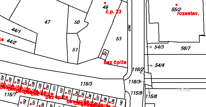 Rýmařov 46584617 na parcele st. 52 v KÚ Rýmařov, Katastrální mapa