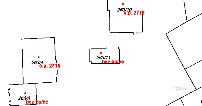 Znojmo 47527617 na parcele st. 263/11 v KÚ Znojmo-Louka, Katastrální mapa