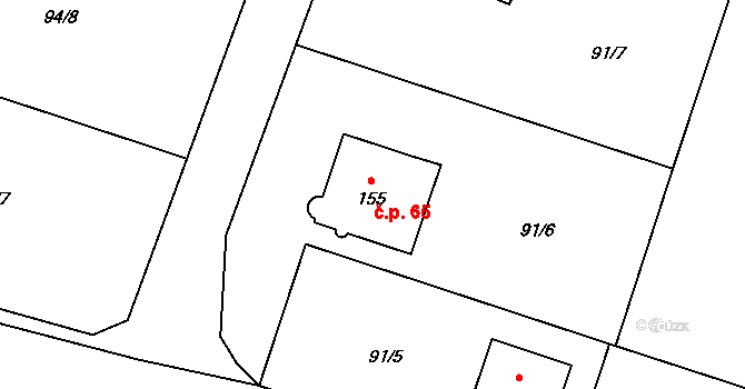 Bělokozly 65, Sázava na parcele st. 155 v KÚ Bělokozly, Katastrální mapa