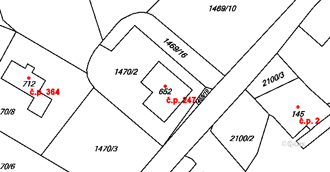 Svratouch 247 na parcele st. 652 v KÚ Svratouch, Katastrální mapa