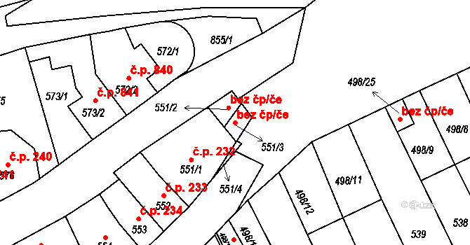 Holešov 93362617 na parcele st. 551/3 v KÚ Holešov, Katastrální mapa