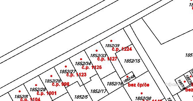 Holešov 1127 na parcele st. 1852/33 v KÚ Holešov, Katastrální mapa