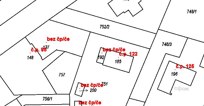 Smilovice 106561618 na parcele st. 192 v KÚ Rejšice, Katastrální mapa