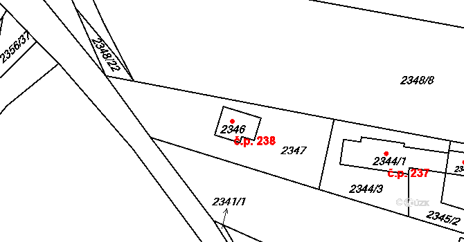 Zruč nad Sázavou 238 na parcele st. 2346 v KÚ Zruč nad Sázavou, Katastrální mapa