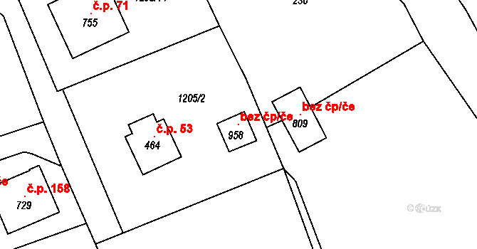 Dobřív 121499618 na parcele st. 958 v KÚ Dobřív, Katastrální mapa