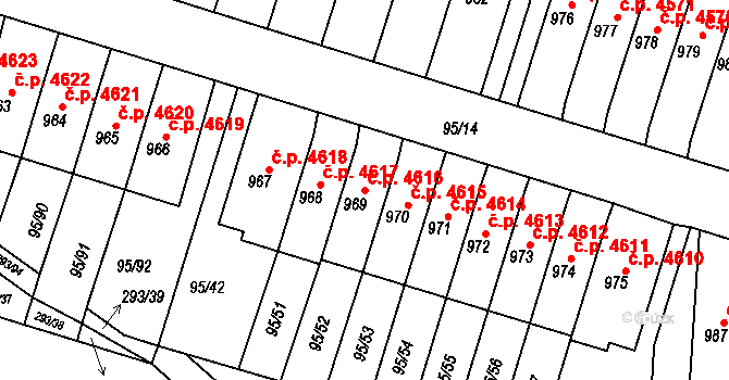 Jihlava 4616 na parcele st. 969 v KÚ Bedřichov u Jihlavy, Katastrální mapa