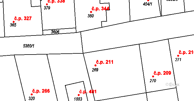 Chyňava 211 na parcele st. 269 v KÚ Chyňava, Katastrální mapa