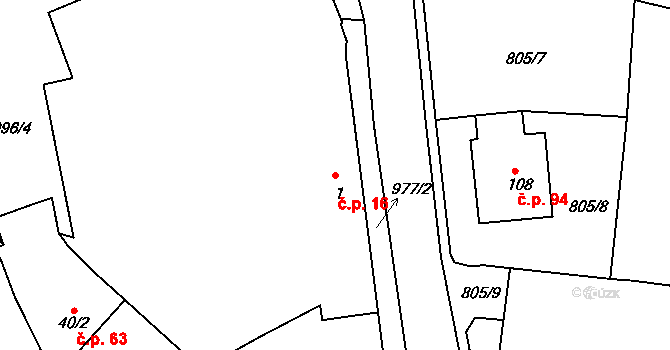 Chlístov 16 na parcele st. 1 v KÚ Chlístov u Rokytnice nad Rokytnou, Katastrální mapa
