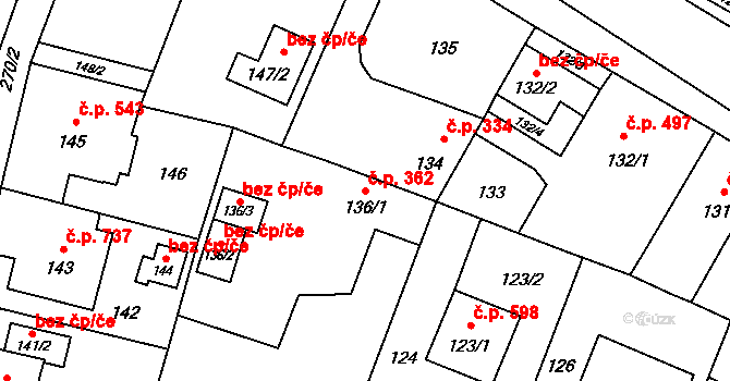 Skřečoň 362, Bohumín na parcele st. 136/1 v KÚ Skřečoň, Katastrální mapa