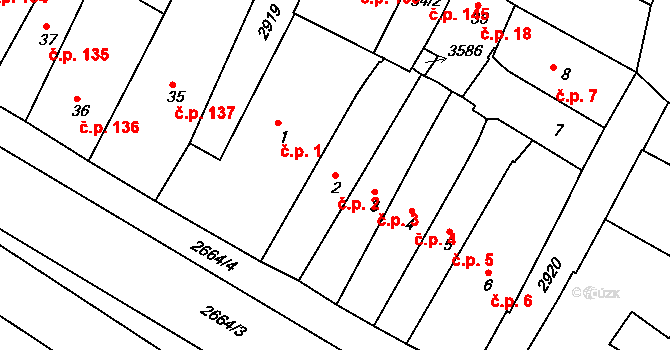 Chrudim I 2, Chrudim na parcele st. 2 v KÚ Chrudim, Katastrální mapa