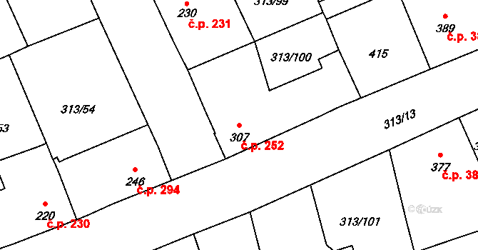 Černčice 252 na parcele st. 307 v KÚ Černčice u Loun, Katastrální mapa