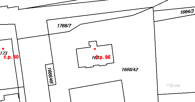 Temelín 95 na parcele st. 162 v KÚ Temelín, Katastrální mapa