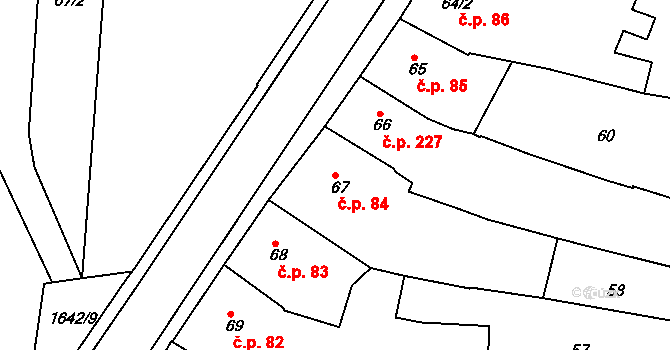 Švihov 84 na parcele st. 67 v KÚ Švihov u Klatov, Katastrální mapa
