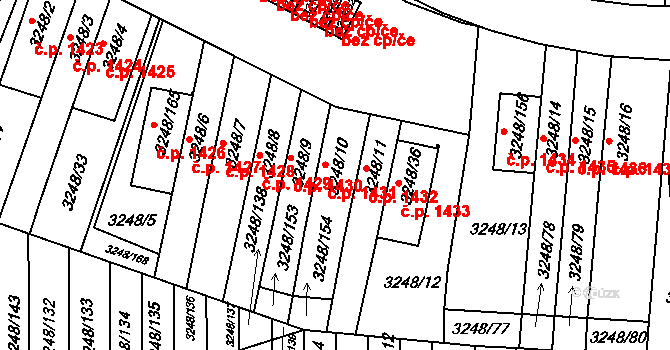 Krč 1431, Praha na parcele st. 3248/10 v KÚ Krč, Katastrální mapa