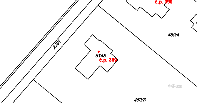 Dolní Předměstí 389, Trutnov na parcele st. 5148 v KÚ Trutnov, Katastrální mapa