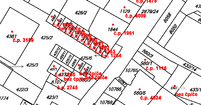 Hodonín 1264 na parcele st. 4370 v KÚ Hodonín, Katastrální mapa