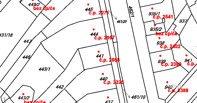 Chomutov 2568 na parcele st. 441 v KÚ Chomutov II, Katastrální mapa