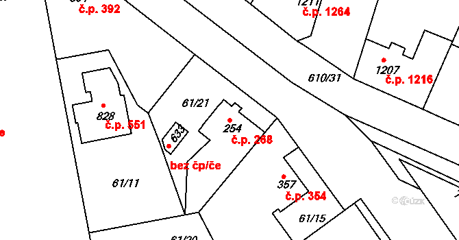 Litol 268, Lysá nad Labem na parcele st. 254/1 v KÚ Litol, Katastrální mapa