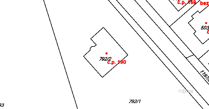 Meclov 190 na parcele st. 792/2 v KÚ Meclov, Katastrální mapa