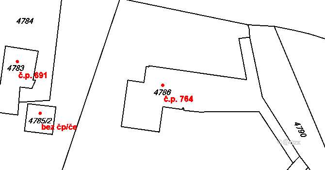 Rychvald 764 na parcele st. 4786 v KÚ Rychvald, Katastrální mapa